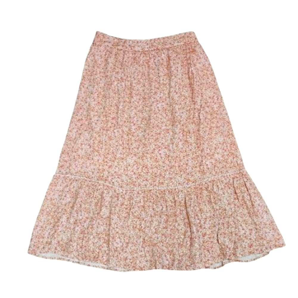 Floral Pink White Boho Wildflowers Skirt XXL Prairie Cottagecore Modest - Picture 8 of 10